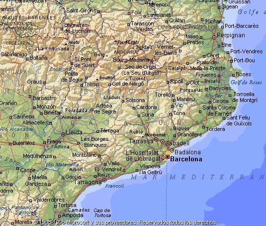 mapa fisico de cataluña